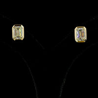 14K Yellow Gold Emerald Cut Lab Diamond Bezel Set Stud Earrings - 4.18 Carat Total Weight, IGI Certified D-E VVS1-VVS2 - Covaloro Fine Jewelry