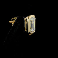 14K Yellow Gold Emerald Cut Lab Diamond Bezel Set Stud Earrings - 4.18 Carat Total Weight, IGI Certified D-E VVS1-VVS2 - Covaloro Fine Jewelry