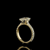 14K Yellow Gold Emerald Cut Lab Diamond Engagement Ring with Diamond Shank - 3.94 Carats Total Diamond Weight (3.07 Carats Center) - Covaloro Fine Jewelry