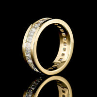14K Yellow Gold Emerald Cut Lab Diamond Eternity Band - 3.93 Carat Total Diamond Weight, Channel Set, 27 Stones, E-F Color VS Clarity - Covaloro Fine Jewelry