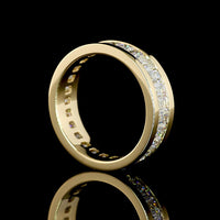 14K Yellow Gold Emerald Cut Lab Diamond Eternity Band - 3.93 Carat Total Diamond Weight, Channel Set, 27 Stones, E-F Color VS Clarity - Covaloro Fine Jewelry
