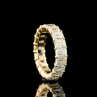 14K Yellow Gold Emerald Cut Lab Diamond Eternity Band - 5.10 Carat Total Weight with 19 Prong Set E-F VS1 Stones - Covaloro Fine Jewelry