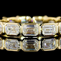 14K Yellow Gold Emerald-Cut Lab Diamond Eternity Band with East-West Bezel Setting - 2.13 Carat Total Diamond Weight, E-F Color, VS Clarity - Covaloro Fine Jewelry
