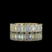 14K Yellow Gold Emerald Cut Lab Diamond Eternity Band with U Prong Setting - 5.97 Carats Total Weight, 19 Stones E-F VS Quality - Covaloro Fine Jewelry