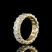 14K Yellow Gold Emerald Cut Lab Diamond Eternity Band with U Prong Setting - 5.97 Carats Total Weight, 19 Stones E-F VS Quality - Covaloro Fine Jewelry