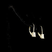 14K Yellow Gold Emerald Cut Lab Diamond Hanging Earrings with Brilliant Cut Accents - 1.12 Carat Total Diamond Weight - Covaloro Fine Jewelry