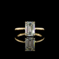 14K Yellow Gold Emerald Cut Lab Diamond Hidden Halo Ring - 2.26 Carat Total Weight (2.17 Carat Center, E VVS2, IGI Certified) - Covaloro Fine Jewelry