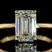 14K Yellow Gold Emerald Cut Lab Diamond Hidden Halo Ring - 2.26 Carat Total Weight (2.17 Carat Center, E VVS2, IGI Certified) - Covaloro Fine Jewelry