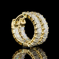14K Yellow Gold Emerald Cut Lab Diamond Huggie Earrings - 1.49 Carat Total Weight, E-F VS1 Clarity, 28 Stones - Covaloro Fine Jewelry