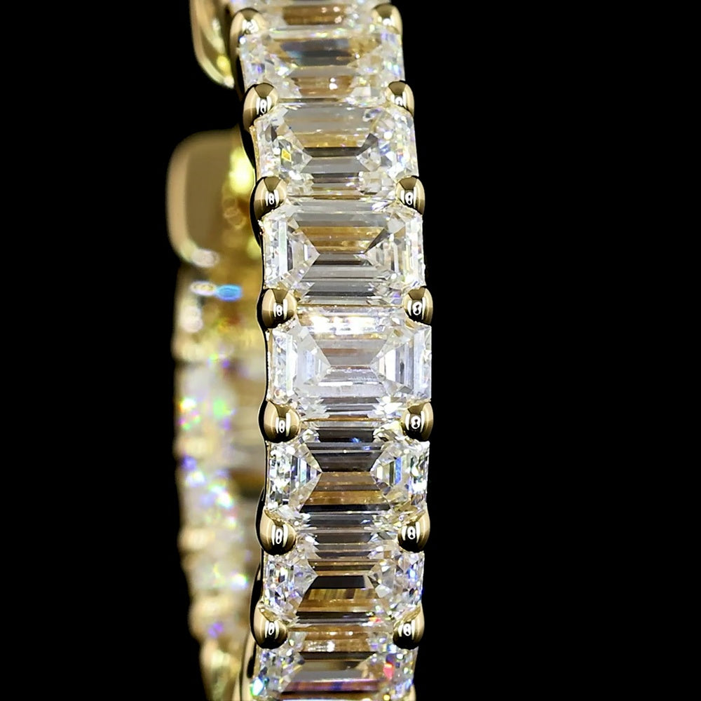 14K Yellow Gold Emerald Cut Lab Diamond Huggie Earrings - 1.49 Carat Total Weight, E-F VS1 Clarity, 28 Stones - Covaloro Fine Jewelry