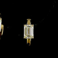 14K Yellow Gold Emerald-Cut Lab Diamond Huggie Earrings - 2.09 Carat Total Weight, F Color, VS1 Clarity - Covaloro Fine Jewelry