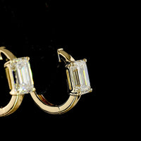 14K Yellow Gold Emerald-Cut Lab Diamond Huggie Earrings - 2.09 Carat Total Weight, F Color, VS1 Clarity - Covaloro Fine Jewelry