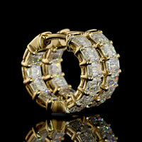 14K Yellow Gold Emerald Cut Lab Diamond Huggie Earrings - 2.97 Carat Total Weight, E-F Color VS Clarity with Prong Setting - Covaloro Fine Jewelry