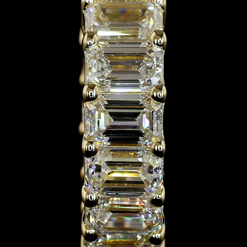 14K Yellow Gold Emerald Cut Lab Diamond Huggie Earrings - 2.97 Carat Total Weight, E-F Color VS Clarity with Prong Setting - Covaloro Fine Jewelry