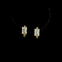 14K Yellow Gold Emerald Cut Lab Diamond Huggie Earrings - 3.06 Total Carat Weight, E VVS2 - Covaloro Fine Jewelry