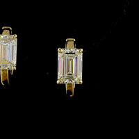 14K Yellow Gold Emerald Cut Lab Diamond Huggie Earrings - 3.06 Total Carat Weight, E VVS2 - Covaloro Fine Jewelry