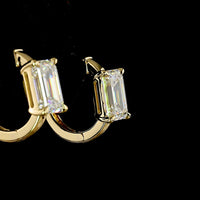 14K Yellow Gold Emerald Cut Lab Diamond Huggie Earrings - 3.06 Total Carat Weight, E VVS2 - Covaloro Fine Jewelry