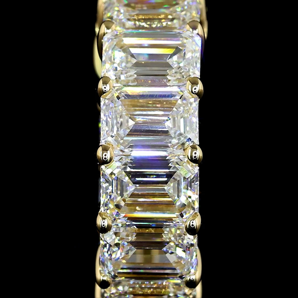 14K Yellow Gold Emerald Cut Lab Diamond Huggie Earrings - 4.18 Carats Total Diamond Weight - Covaloro Fine Jewelry