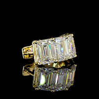 14K Yellow Gold Emerald Cut Lab Diamond Huggie Earrings - 6.08 Carats Total Diamond Weight (E-F Color, VS Clarity) - Covaloro Fine Jewelry