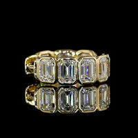 14K Yellow Gold Emerald Cut Lab Diamond Huggie Earrings with Bezel Setting - 3.49 Carats Total Diamond Weight - Covaloro Fine Jewelry