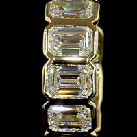 14K Yellow Gold Emerald Cut Lab Diamond Huggie Earrings with Bezel Setting - 3.59 Carat Total Weight (F VS1) - Covaloro Fine Jewelry