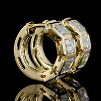 14K Yellow Gold Emerald Cut Lab Diamond Huggie Earrings with Bezel Setting - 3.96 Carat Total Weight (8 Stones, E-F Color, VS Clarity) - Covaloro Fine Jewelry
