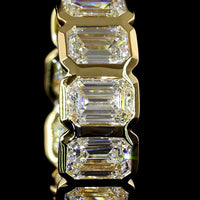 14K Yellow Gold Emerald Cut Lab Diamond Huggie Earrings with Bezel Settings - 3.61 Carat Total Diamond Weight (E-F Color, VS Clarity) - Covaloro Fine Jewelry