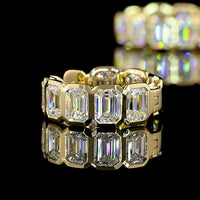 14K Yellow Gold Emerald Cut Lab Diamond Huggie Earrings with Bezel Settings - 3.61 Carat Total Diamond Weight (E-F Color, VS Clarity) - Covaloro Fine Jewelry