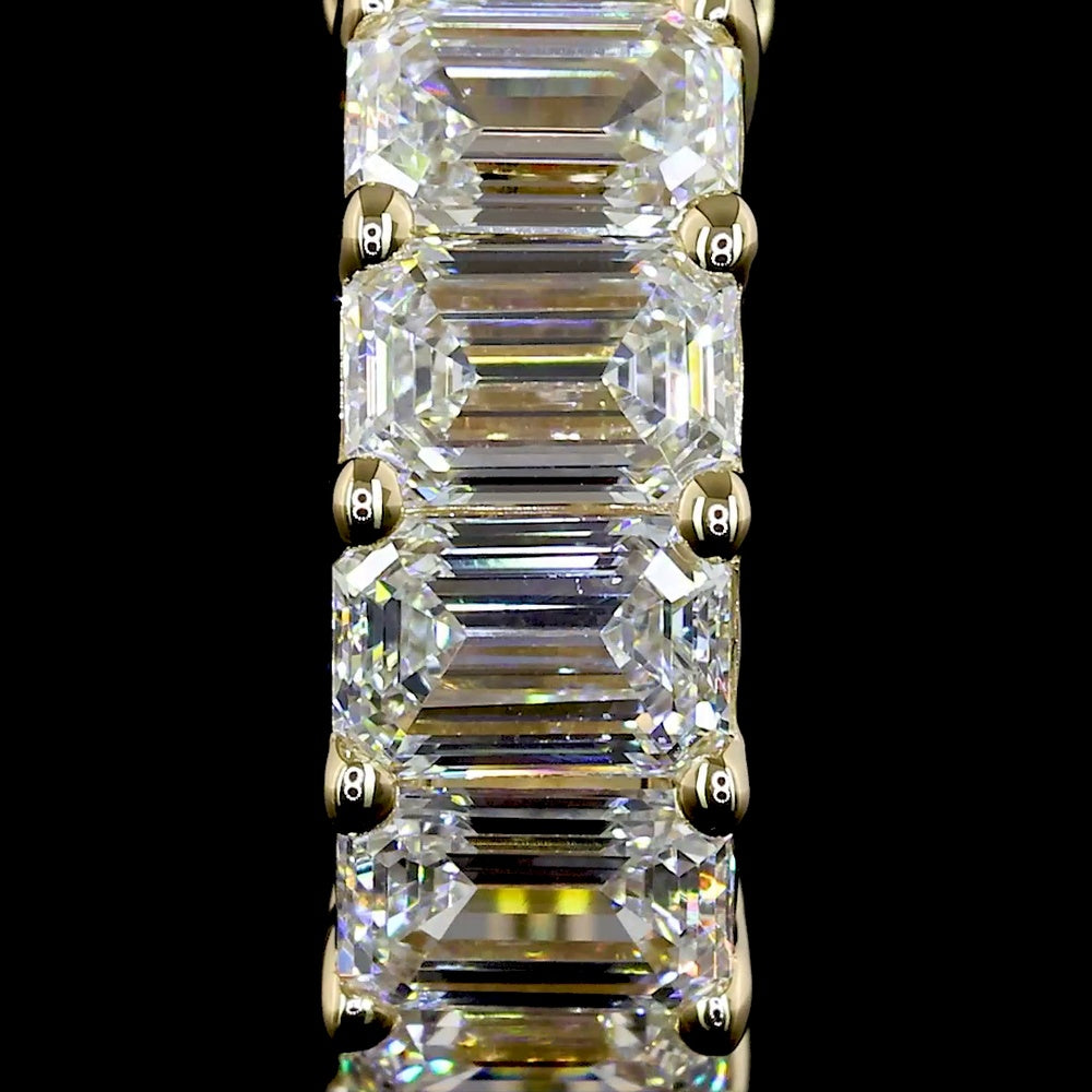 14K Yellow Gold Emerald Cut Lab Diamond Huggie Earrings with Prong Setting - 2.00 Total Carat Weight - Covaloro Fine Jewelry