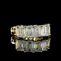14K Yellow Gold Emerald Cut Lab Diamond Huggie Earrings with Prong Setting - 2.00 Total Carat Weight - Covaloro Fine Jewelry