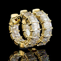 14K Yellow Gold Emerald-Cut Lab Diamond Huggie Hoop Earrings - 3.44 Carats Total Diamond Weight, E-F Color, VS Clarity - Covaloro Fine Jewelry