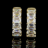 14K Yellow Gold Emerald-Cut Lab Diamond Huggie Hoop Earrings - 3.44 Carats Total Diamond Weight, E-F Color, VS Clarity - Covaloro Fine Jewelry