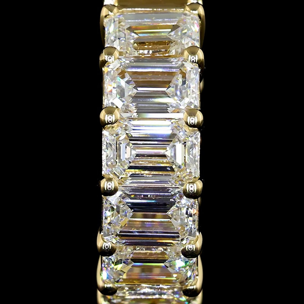 14K Yellow Gold Emerald-Cut Lab Diamond Huggie Hoop Earrings - 3.44 Carats Total Diamond Weight, E-F Color, VS Clarity - Covaloro Fine Jewelry