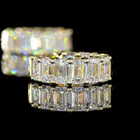 14K Yellow Gold Emerald-Cut Lab Diamond Huggie Hoop Earrings - 3.44 Carats Total Diamond Weight, E-F Color, VS Clarity - Covaloro Fine Jewelry