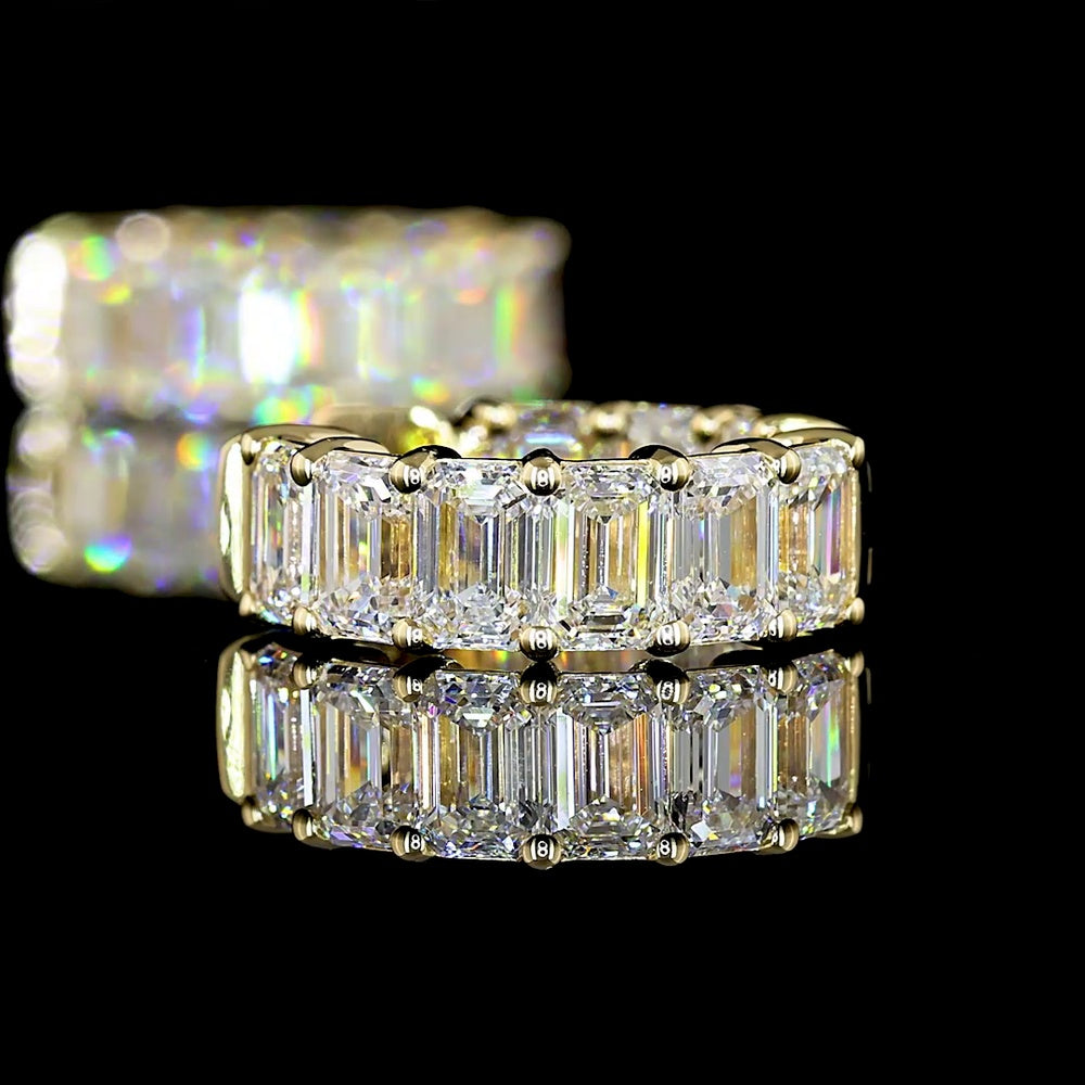 14K Yellow Gold Emerald-Cut Lab Diamond Huggie Hoop Earrings - 3.44 Carats Total Diamond Weight, E-F Color, VS Clarity - Covaloro Fine Jewelry