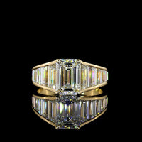 14K Yellow Gold Emerald Cut Lab Diamond Ring with Baguette Accents - 2.14 Carats Center Stone, 4.45 Carats Total Diamond Weight, E VVS2 - Covaloro Fine Jewelry