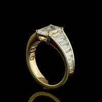 14K Yellow Gold Emerald Cut Lab Diamond Ring with Baguette Accents - 2.14 Carats Center Stone, 4.45 Carats Total Diamond Weight, E VVS2 - Covaloro Fine Jewelry