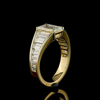 14K Yellow Gold Emerald Cut Lab Diamond Ring with Baguette Accents - 2.14 Carats Center Stone, 4.45 Carats Total Diamond Weight, E VVS2 - Covaloro Fine Jewelry