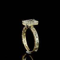 14K Yellow Gold Emerald Cut Lab Diamond Ring with Baguette Side Stones - 3.14 Total Carat Weight, E-F VVS2, IGI Certified - Covaloro Fine Jewelry