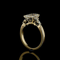 14K Yellow Gold Emerald Cut Lab Diamond Ring with Marquise and Round Side Stones - 2.81 Carat Total Diamond Weight, IGI Certified - Covaloro Fine Jewelry