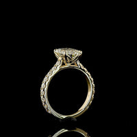 14K Yellow Gold Emerald Cut Lab Diamond Solitaire Shank Ring with Pave Band - 3.04 Carats Center, 4.04 Carats Total Diamond Weight, E VVS2 IGI Certified - Covaloro Fine Jewelry