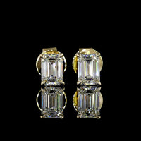 14K Yellow Gold Emerald Cut Lab Diamond Stud Earrings - 1.08 Total Carat Weight, E-F Color, VVS2 Clarity - Covaloro Fine Jewelry