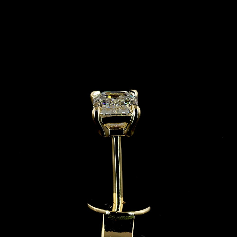 14K Yellow Gold Emerald Cut Lab Diamond Stud Earrings - 1.08 Total Carat Weight, E-F Color, VVS2 Clarity - Covaloro Fine Jewelry