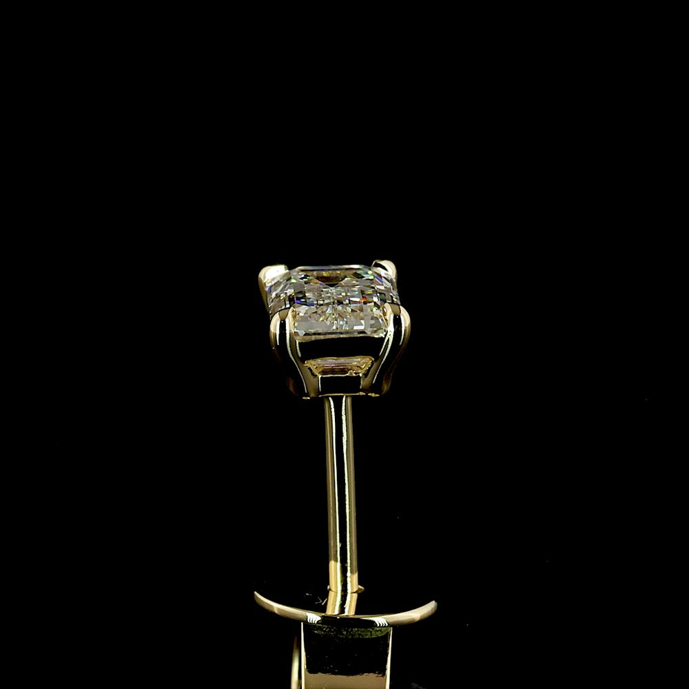 14K Yellow Gold Emerald Cut Lab Diamond Stud Earrings - 2.03 Carats Total Diamond Weight (D VVS2 and E VVS2) - Covaloro Fine Jewelry