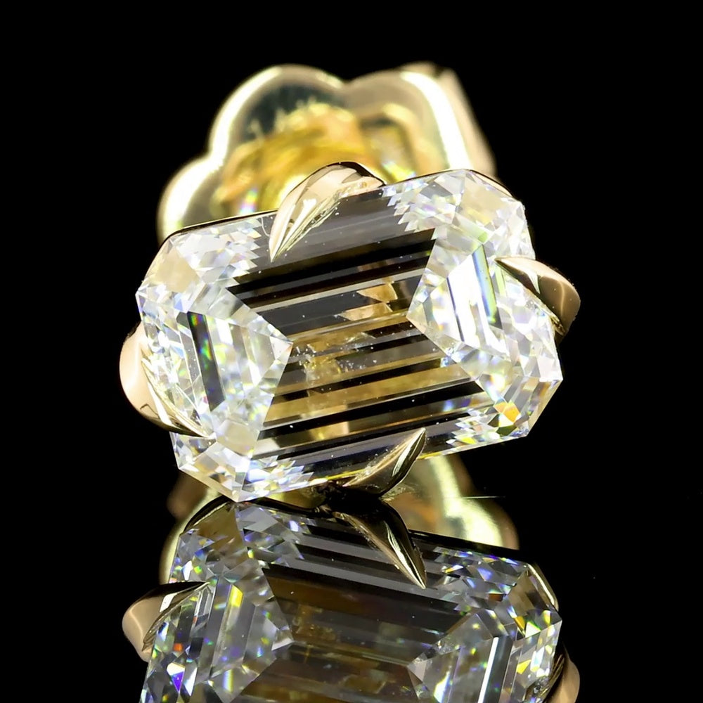 14K Yellow Gold Emerald Cut Lab Diamond Stud Earrings - 2.07 Carat Total Weight (D VS2 & E VVS2) - Covaloro Fine Jewelry