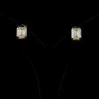 14K Yellow Gold Emerald Cut Lab Diamond Stud Earrings - 3.01 Carats Total Diamond Weight (Bezel Set, North-South Orientation, IGI Certified) - Covaloro Fine Jewelry