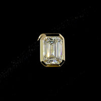 14K Yellow Gold Emerald Cut Lab Diamond Stud Earrings - 3.01 Carats Total Diamond Weight (Bezel Set, North-South Orientation, IGI Certified) - Covaloro Fine Jewelry