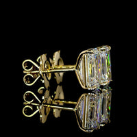 14K Yellow Gold Emerald Cut Lab Diamond Stud Earrings - 3.08 Carats Total Diamond Weight (E-F Color, VVS2 Clarity) - Covaloro Fine Jewelry