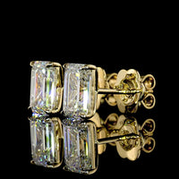 14K Yellow Gold Emerald Cut Lab Diamond Stud Earrings - 3.08 Carats Total Diamond Weight (E-F Color, VVS2 Clarity) - Covaloro Fine Jewelry
