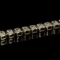14K Yellow Gold Emerald Cut Lab Diamond Tennis Bracelet with Bezel Setting - 7.29 Total Carat Weight (50 Stones, E-F Color, VS Clarity) - Covaloro Fine Jewelry